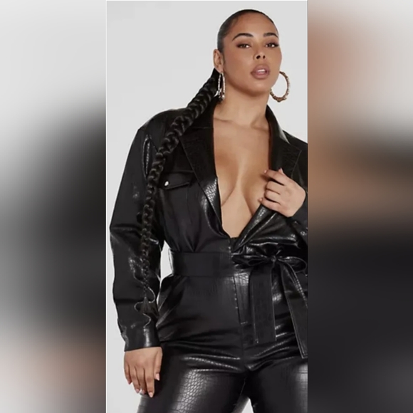 Faux Leather Jumpsuit - Picture 2 of 4